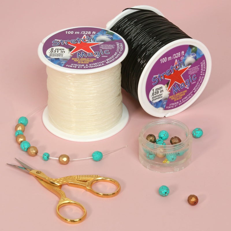 Stretch Magic Elastic Beading Cord â€“ Black Color, 1mm in Diameter, 100-Meter (328 ft) - Easy to Knot, Strong & Stretchy String for Making Beaded Jewelry - Image 2